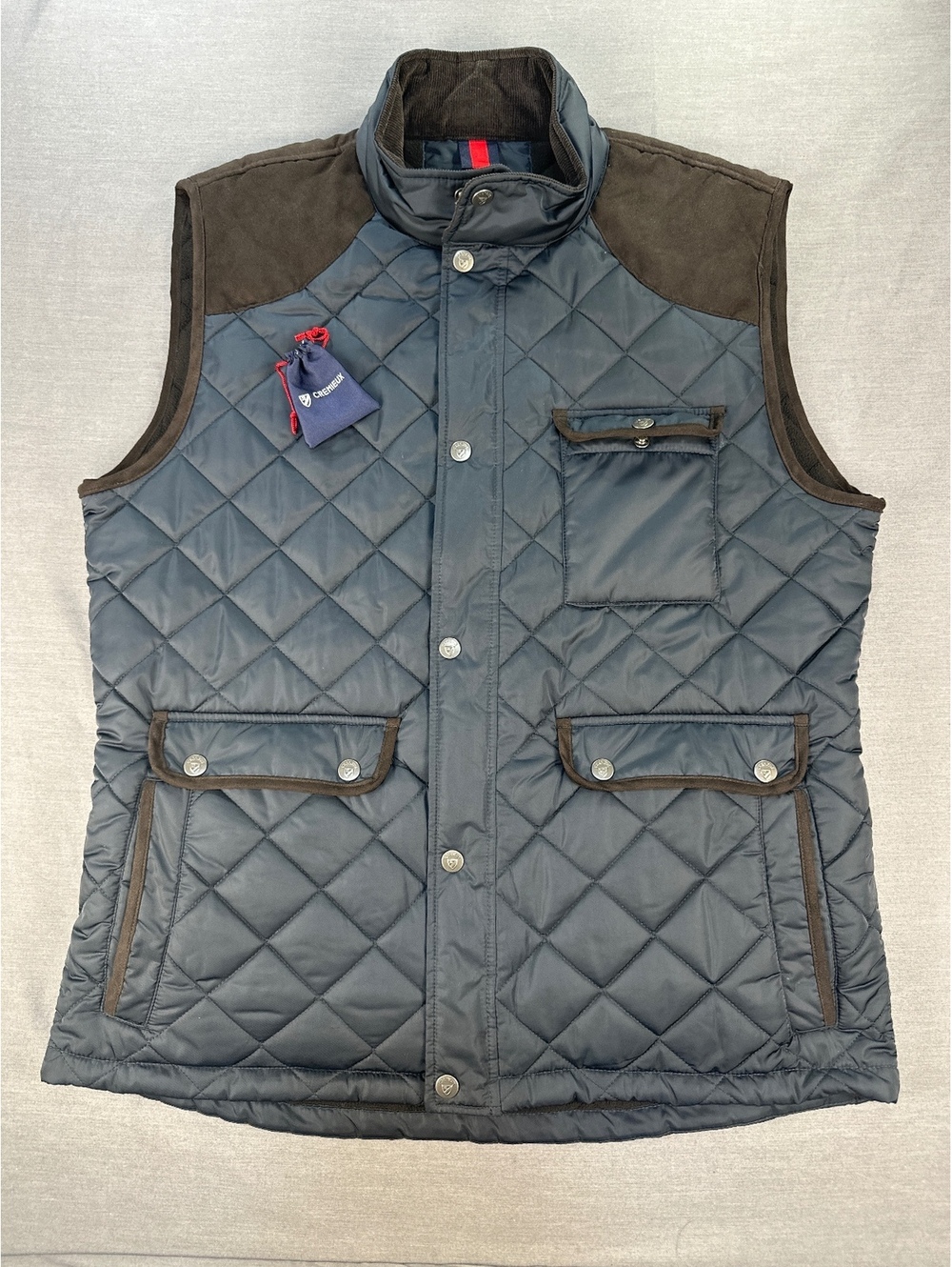 Cremieux Men's Quilted Vest Large Blue Polyester